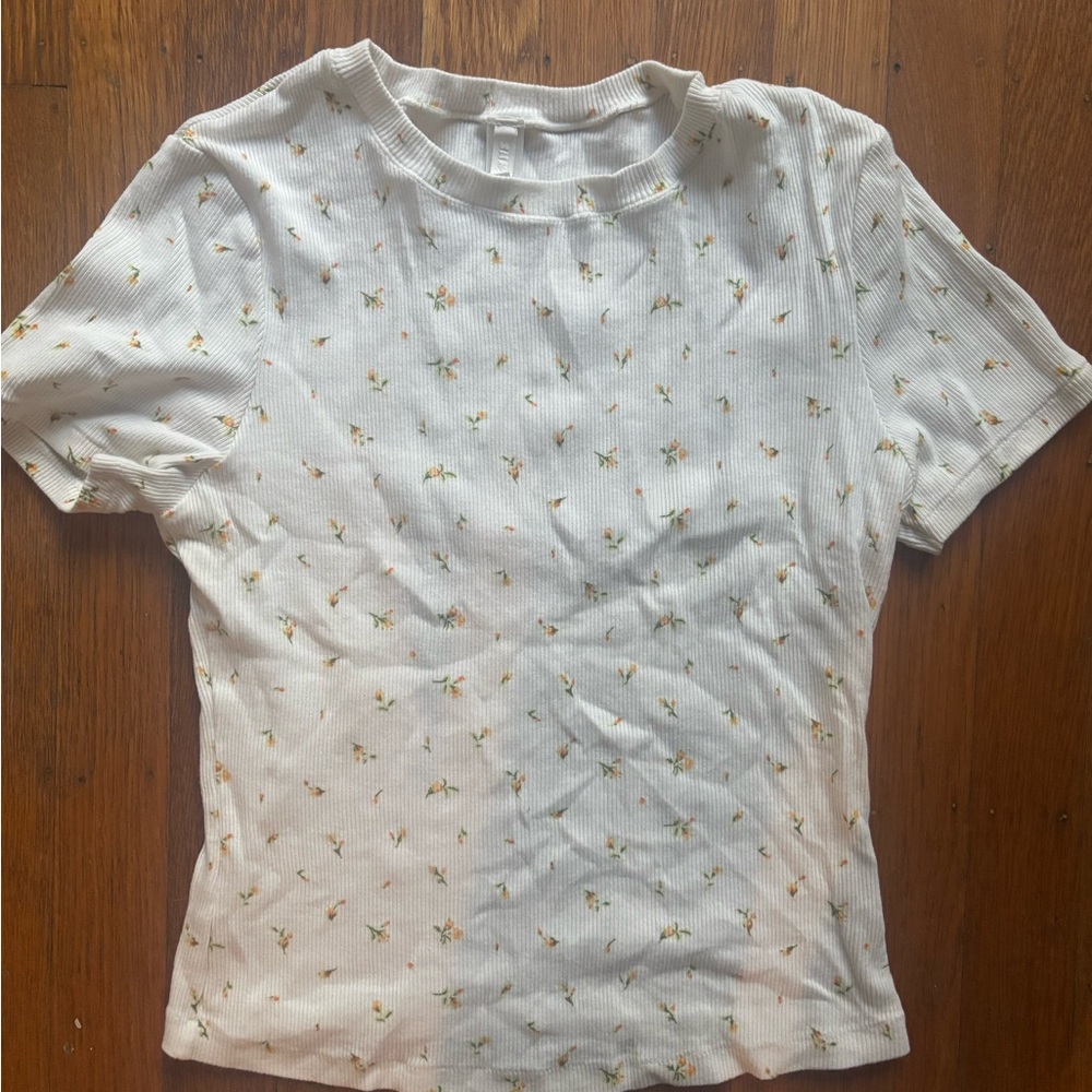 SKIMS White Floral Short Sleeve Tee